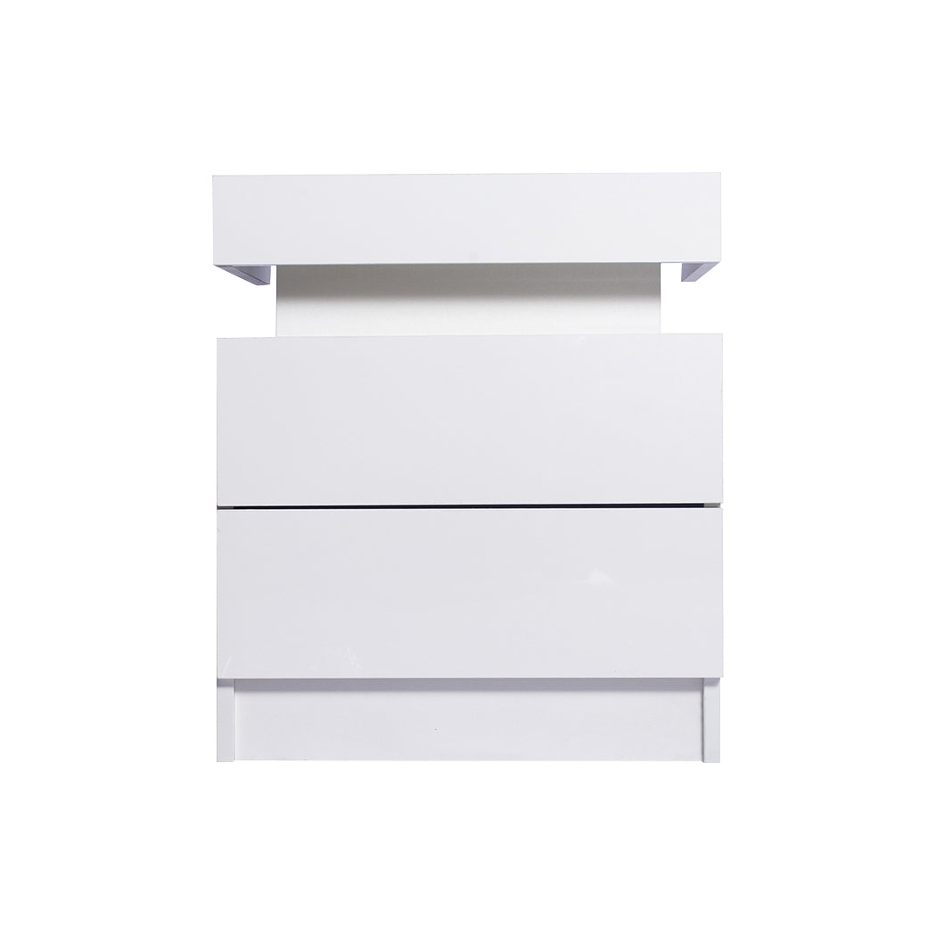 Levede Bedside Tables RGB LED Side Table White-1954802716282851329