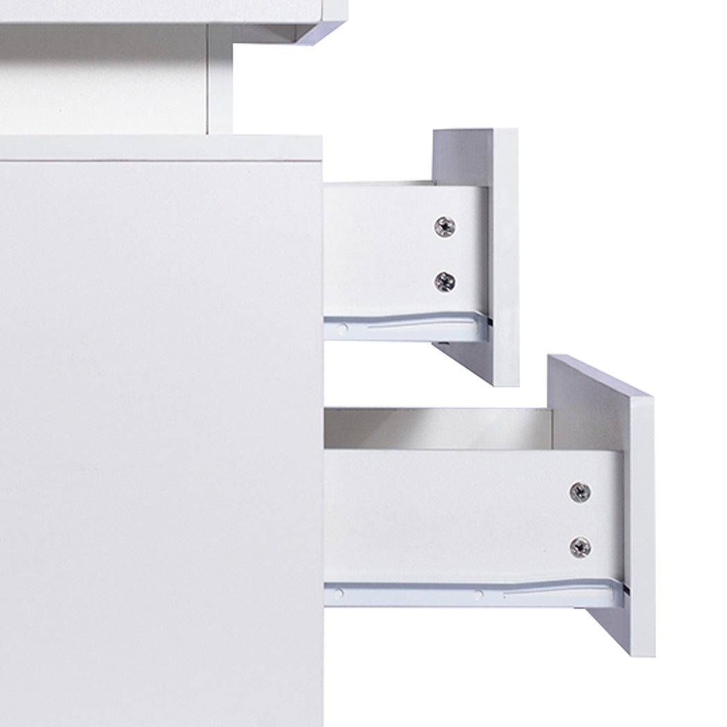 Levede Bedside Tables RGB LED Side Table White-1954802716282851331