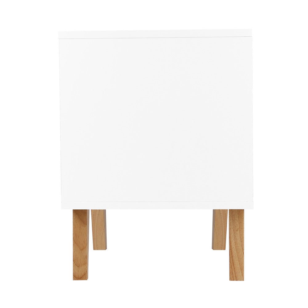 2 Drawer Wooden Bedside Table - White - Bedzy Australia