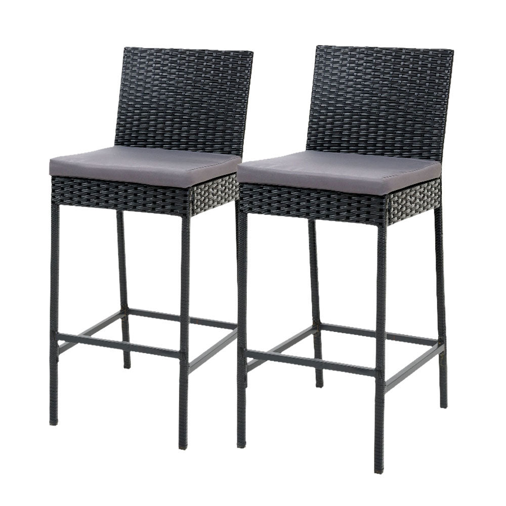 2-Piece Outdoor Bar Stools Dining Chair Bar Stools Rattan Furniture - Furniture > Outdoor - Bedzy Australia