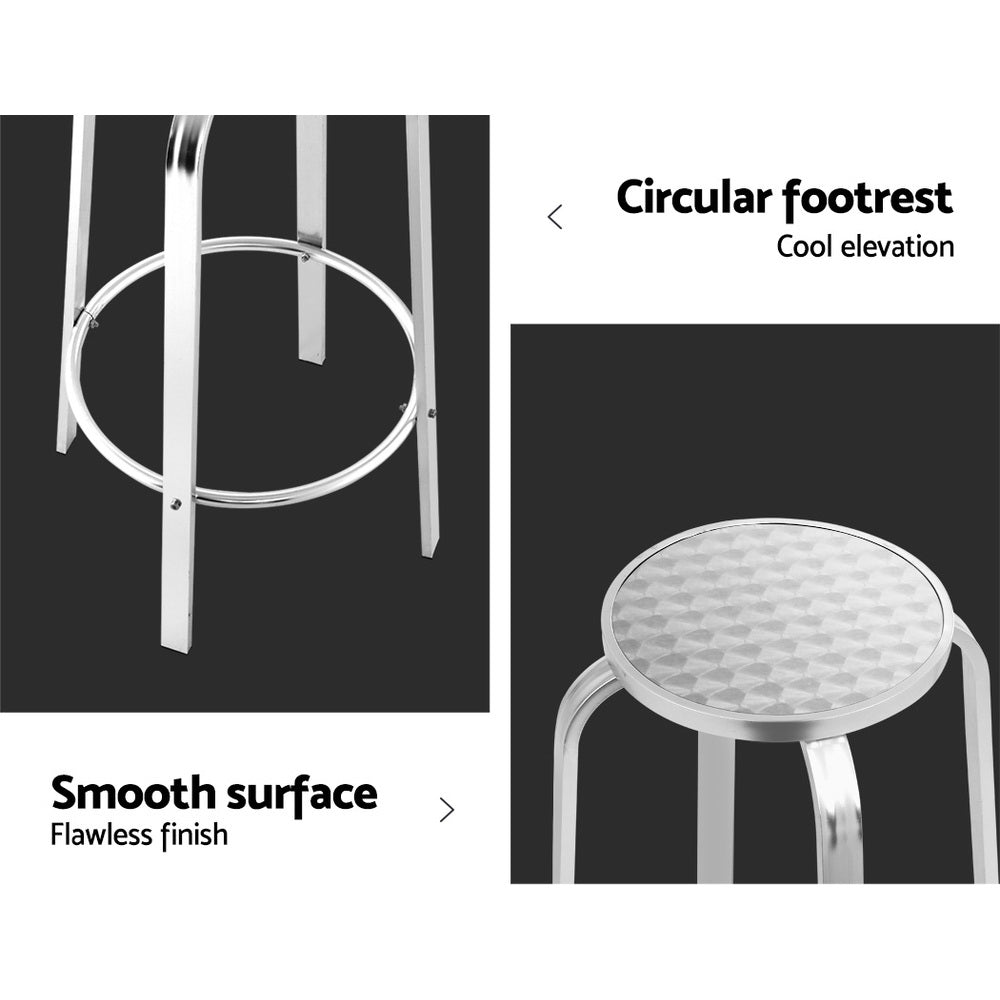 2-Piece Outdoor Bar Stools Patio Indoor Bistro Aluminum Chairs - Furniture > Bar Stools & Chairs - Bedzy Australia