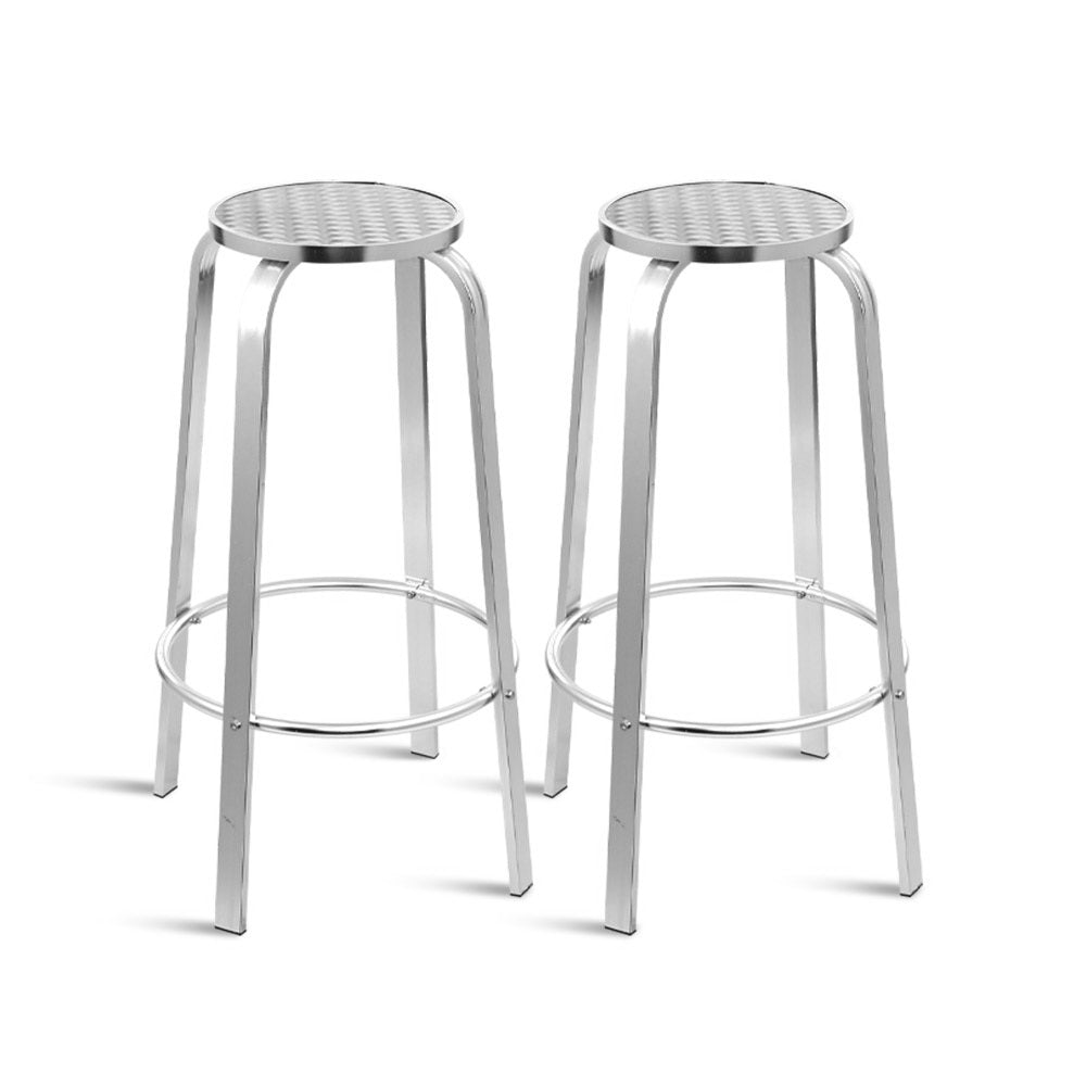 2-Piece Outdoor Bar Stools Patio Indoor Bistro Aluminum Chairs - Furniture > Bar Stools & Chairs - Bedzy Australia