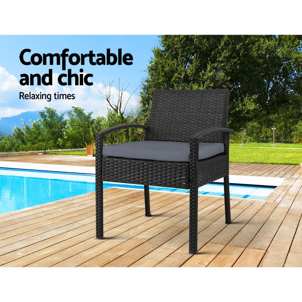 2PC Outdoor Dining Chairs Patio Furniture Rattan Lounge Chair Cushion Felix - Furniture > Outdoor - Bedzy Australia