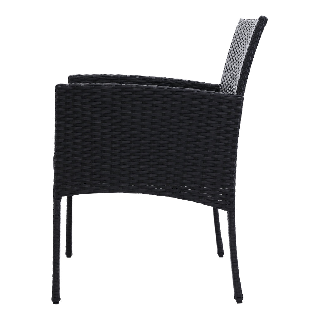 2PC Outdoor Dining Chairs Patio Furniture Rattan Lounge Chair XL Ezra - Furniture > Outdoor - Bedzy Australia