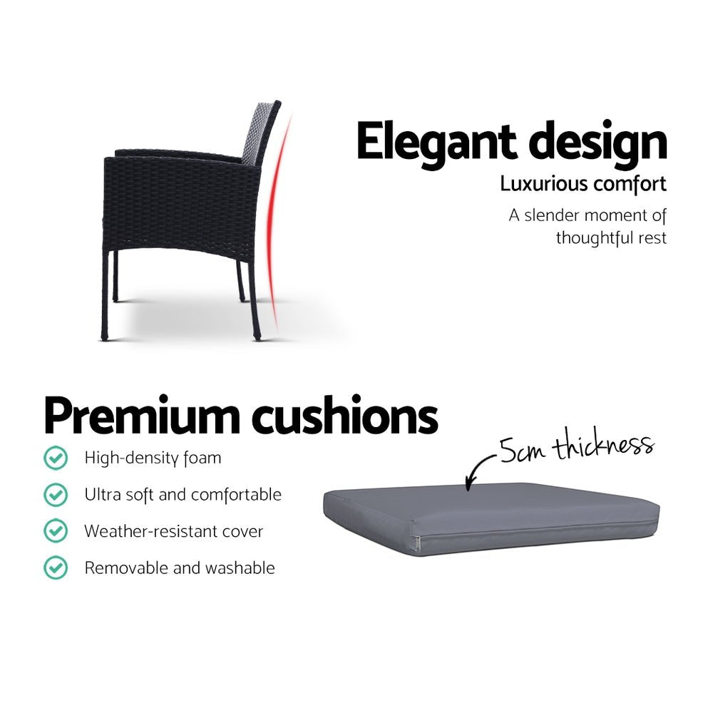 2PC Outdoor Dining Chairs Patio Furniture Rattan Lounge Chair XL Ezra - Furniture > Outdoor - Bedzy Australia