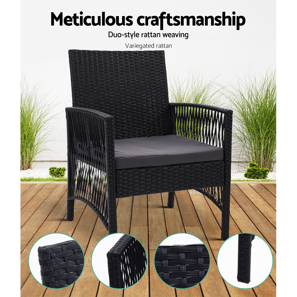 2PC Outdoor Dining Chairs Patio Furniture Wicker Lounge Chair Garden - Furniture > Outdoor - Bedzy Australia