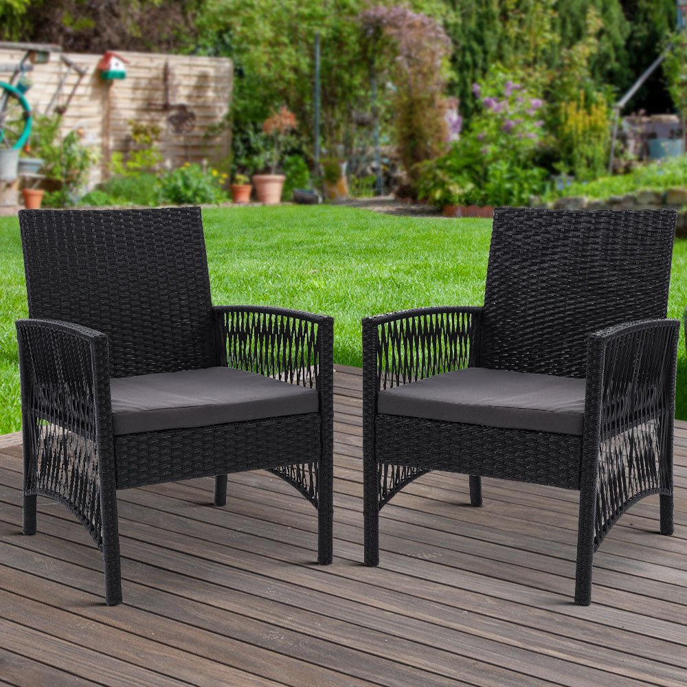 2PC Outdoor Dining Chairs Patio Furniture Wicker Lounge Chair Garden - Furniture > Outdoor - Bedzy Australia