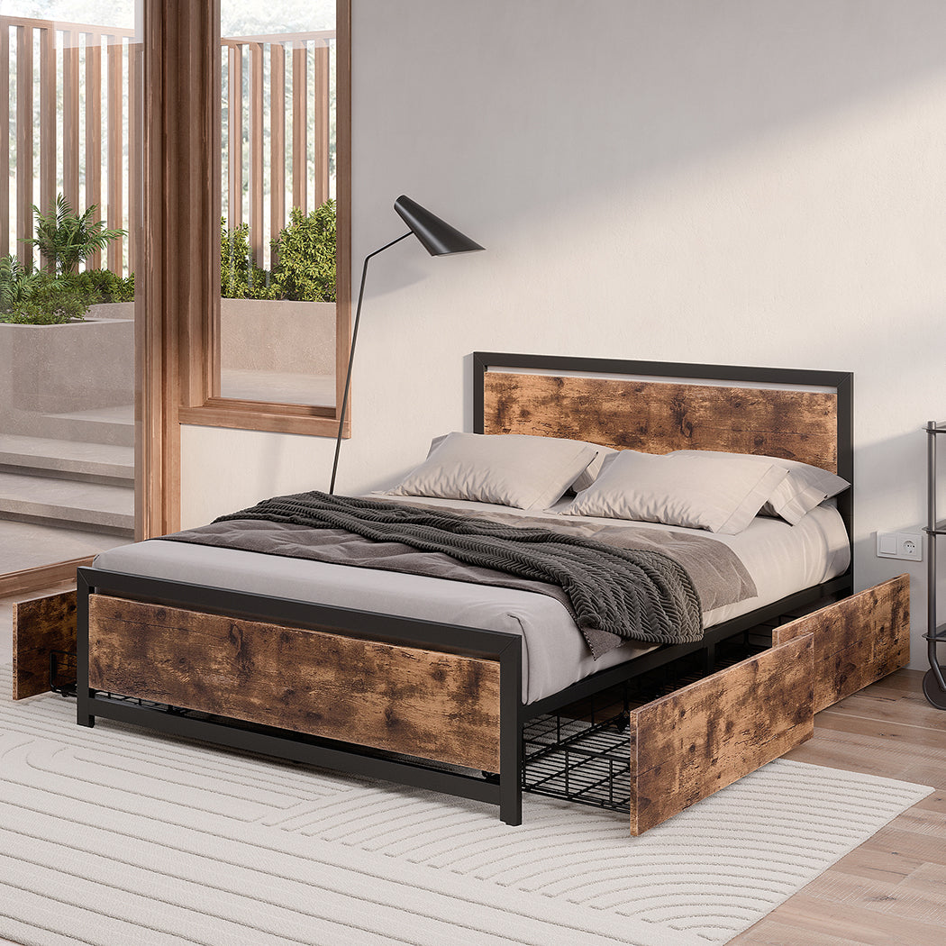 Levede Queen Bed Frame Industrial Mattress-1954802935724642310