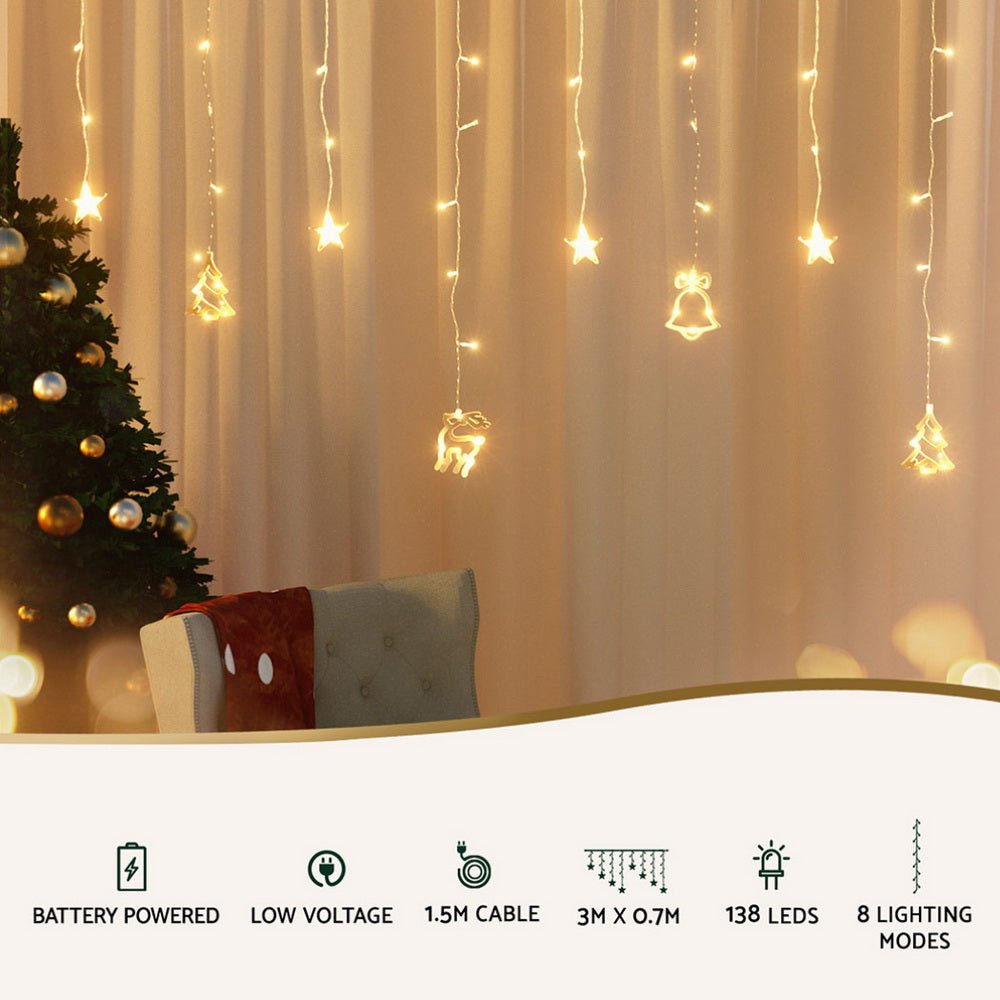 3M Christmas Icicle Lights String Lights 138 LED Warm White - Occasions > Christmas > Outdoor Decorations & Lights - Bedzy Australia