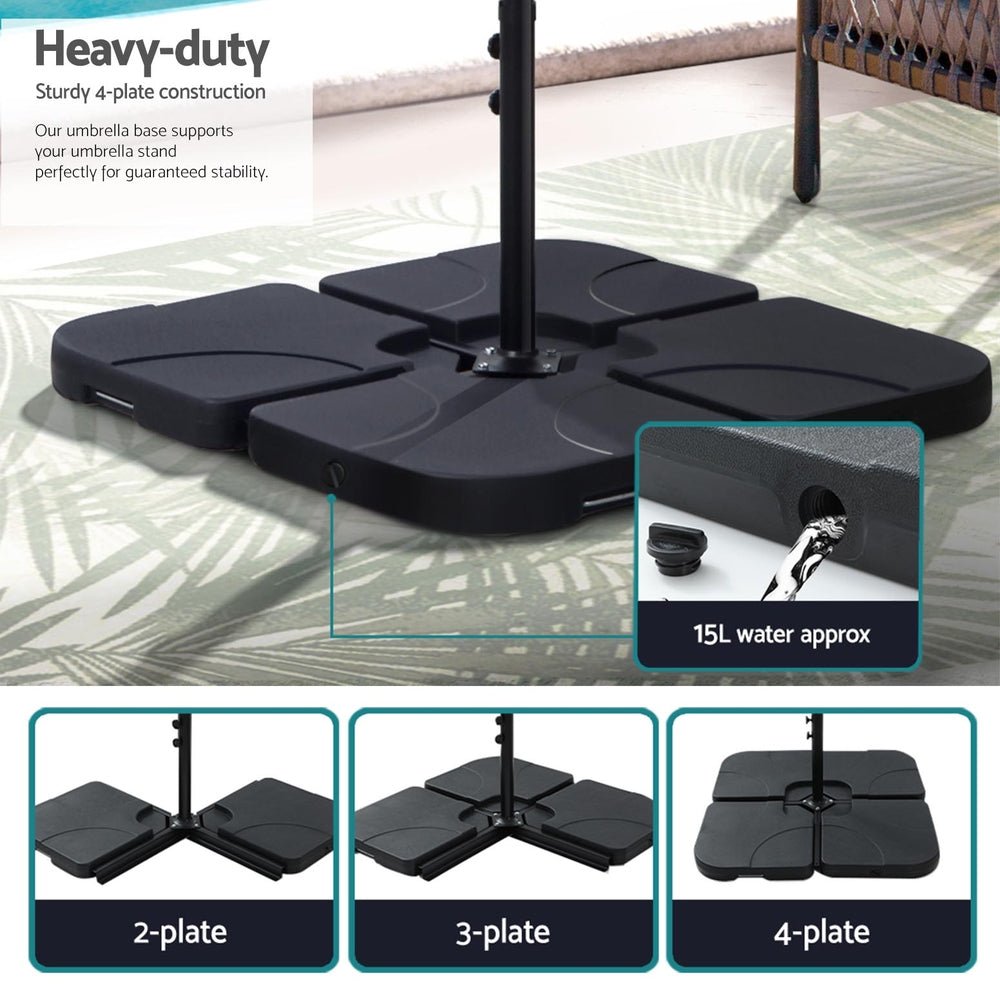 3m Outdoor Umbrella w/Base Cantilever Garden Beach Patio Black - Home & Garden > Shading - Bedzy Australia