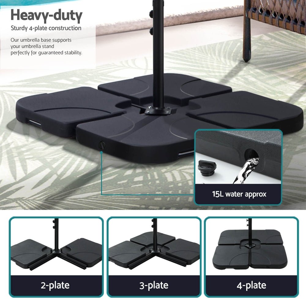 3m Umbrella w/Base Outdoor Cantilever Beach Garden Patio Parasol Charcoal - Home & Garden > Shading - Bedzy Australia