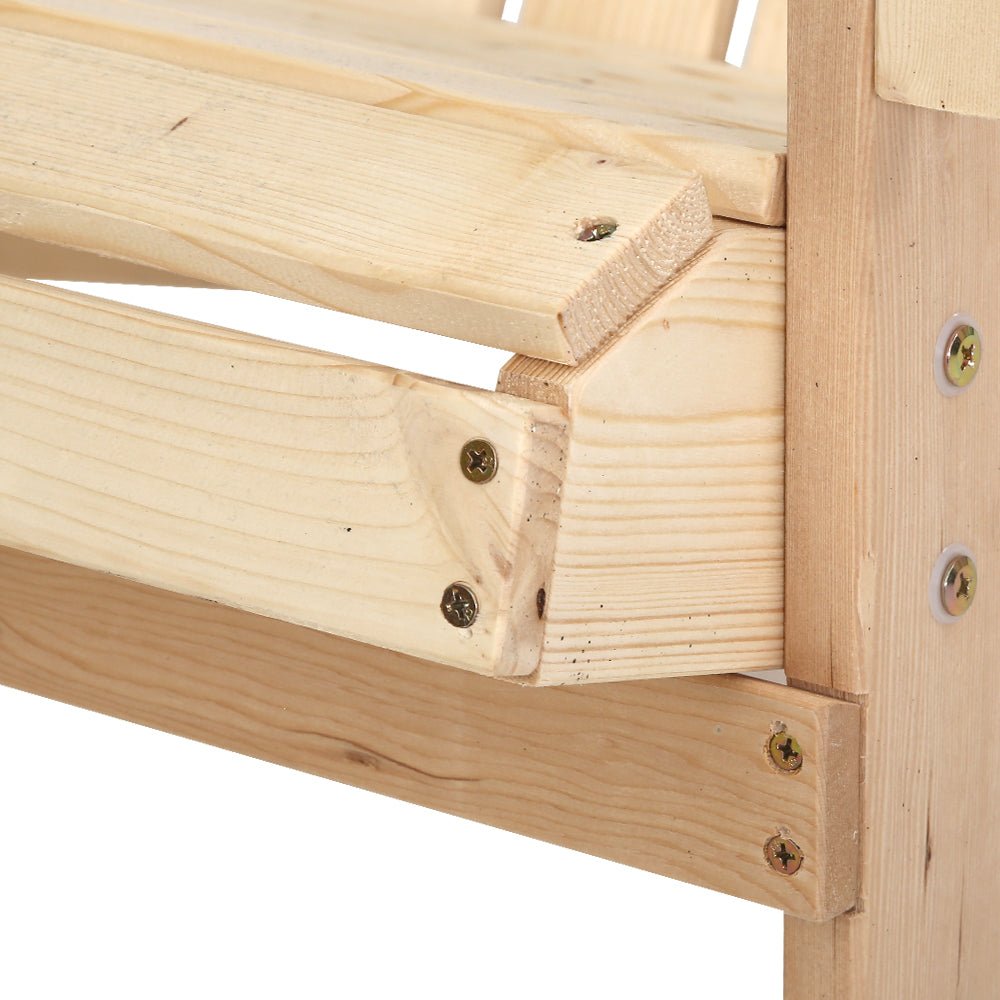 3PC Adirondack Outdoor Table and Chairs Wooden Beach Chair Natural - Furniture > Outdoor - Bedzy Australia