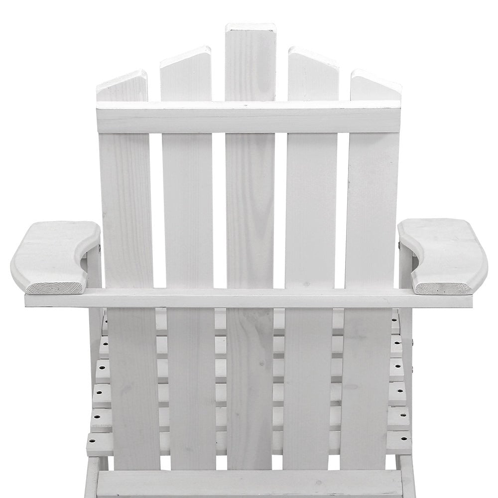 3PC Adirondack Outdoor Table and Chairs Wooden Beach Chair White - Furniture > Outdoor - Bedzy Australia