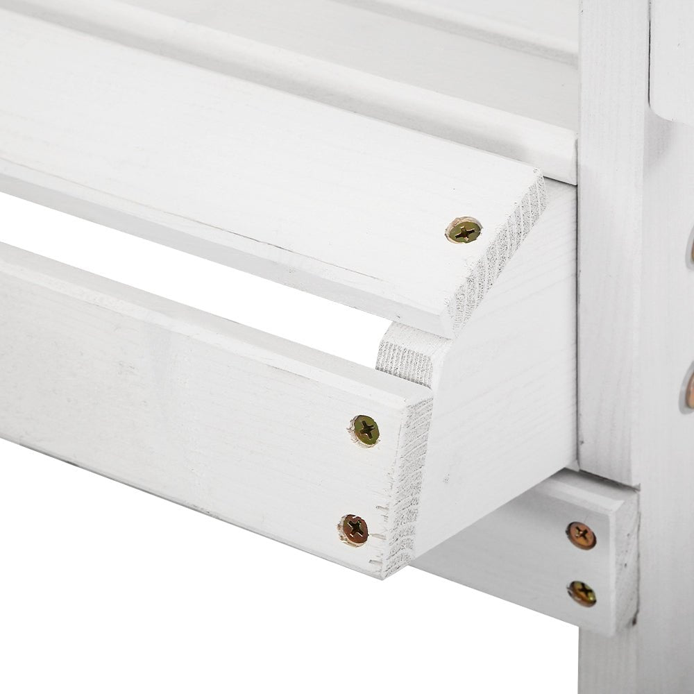 3PC Adirondack Outdoor Table and Chairs Wooden Beach Chair White - Furniture > Outdoor - Bedzy Australia