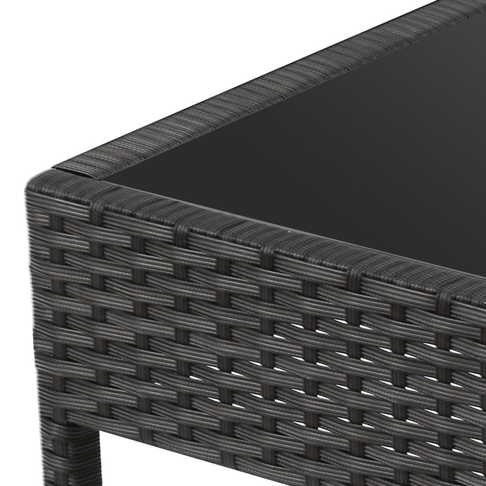 3PC Patio Furniture Bistro Set Wicker Outdoor Lounge Setting Black - Furniture > Outdoor - Bedzy Australia