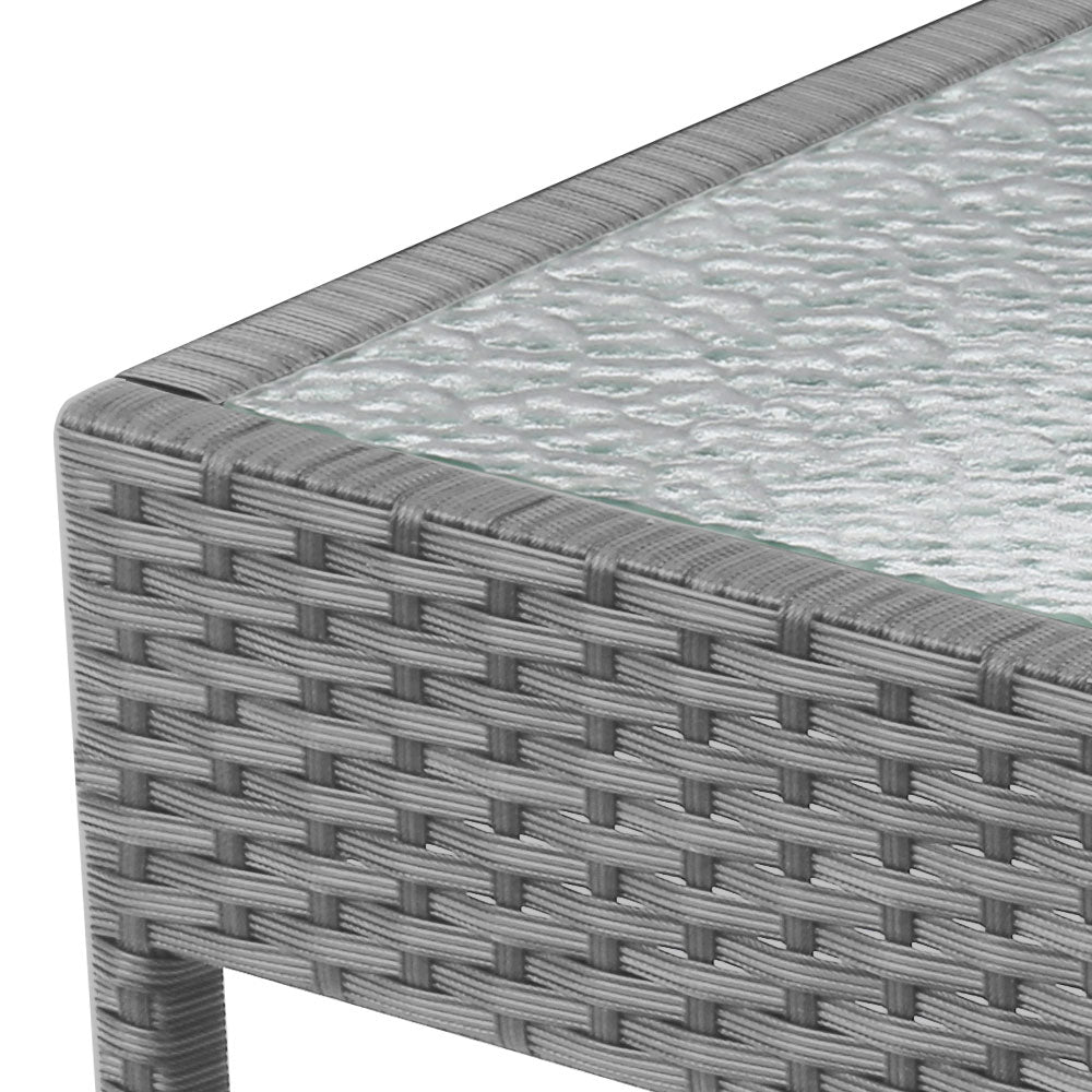 3PC Patio Furniture Bistro Set Wicker Outdoor Lounge Setting Grey - Furniture > Outdoor - Bedzy Australia