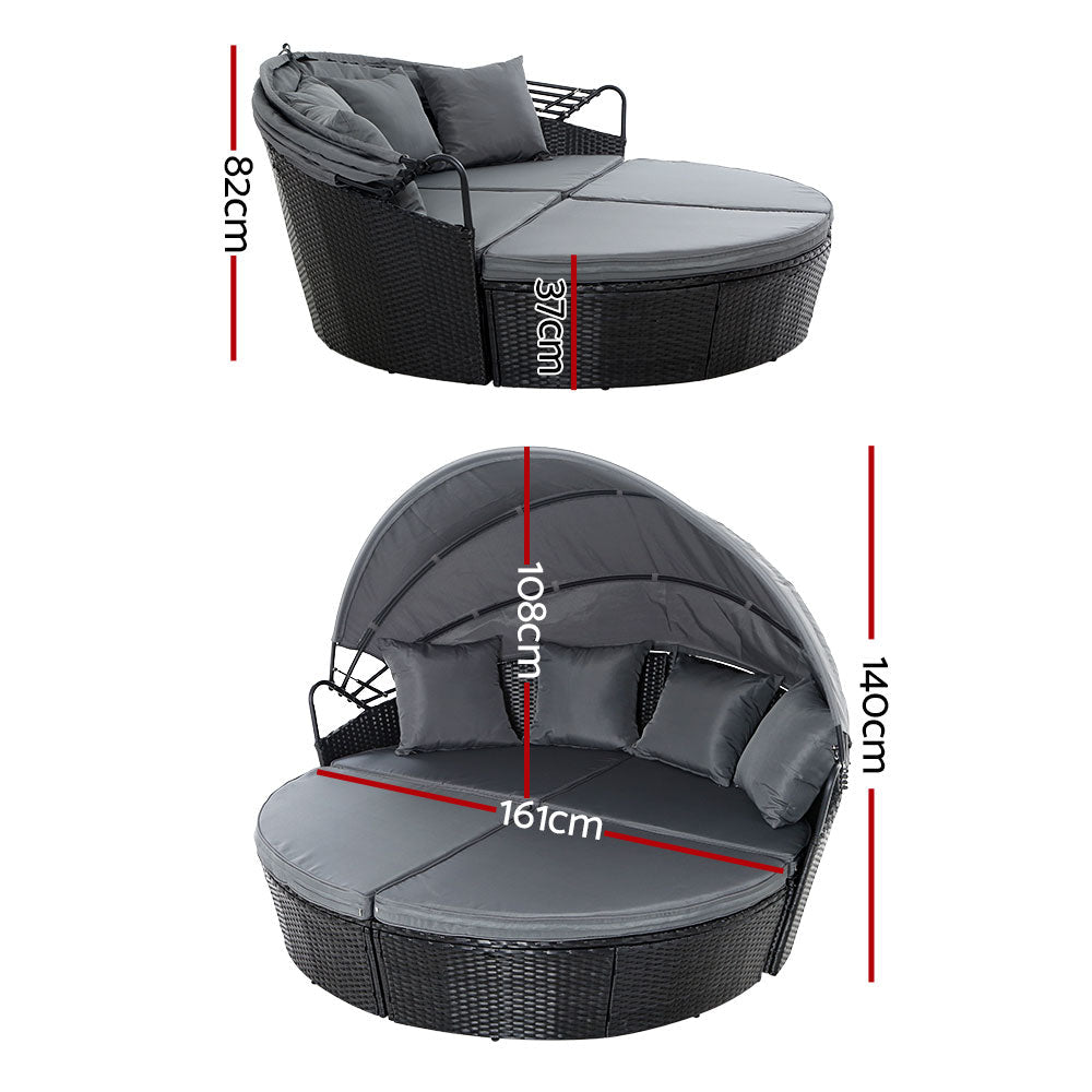 4 Piece Outdoor Day Bed With Shade - Bedzy Australia