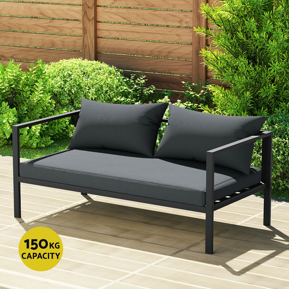 4 Seater Outdoor Sofa Set Aluminium Patio Furniture Setting 4PC Charcoal - Furniture > Outdoor - Bedzy Australia