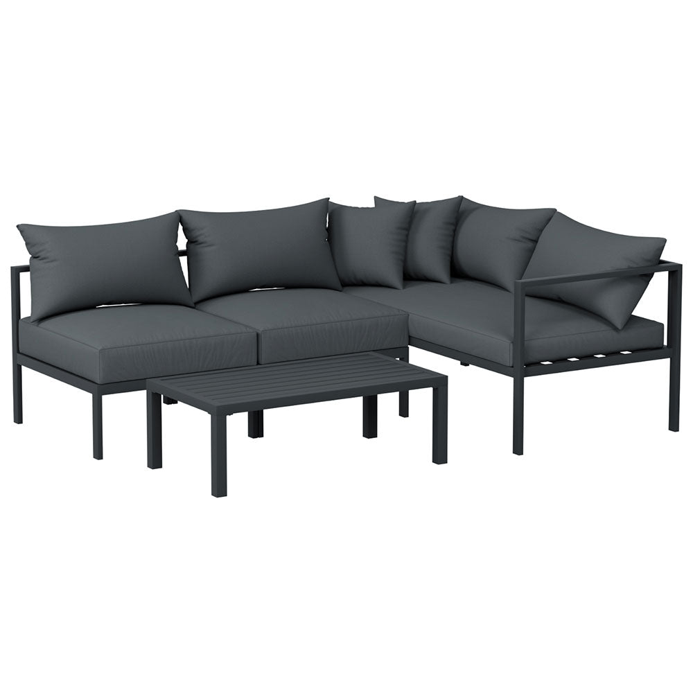 4 Seater Outdoor Sofa Set Aluminium Patio Furniture Setting 4PC Charcoal - Furniture > Outdoor - Bedzy Australia
