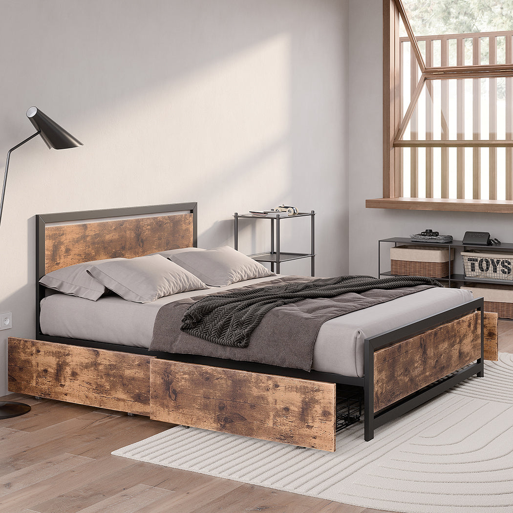 Levede Queen Bed Frame Industrial Mattress-1910113214197272583
