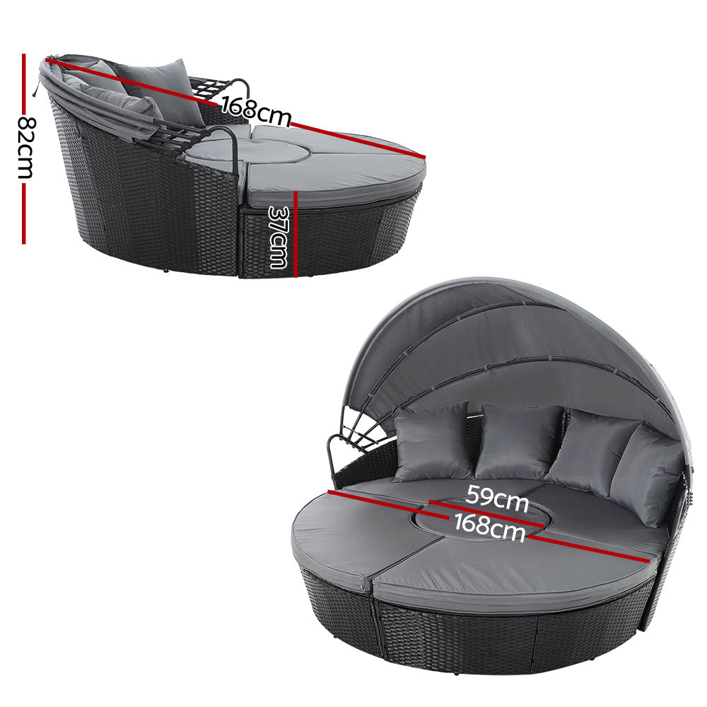 5 Piece Outdoor Day Bed With Shade - Bedzy Australia