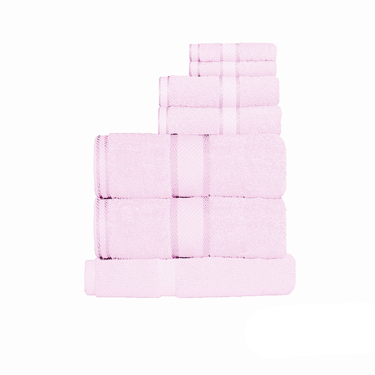 550gsm Cotton 7 Pce Towel Set Baby Pink - Home & Garden > Bathroom Accessories - Bedzy Australia