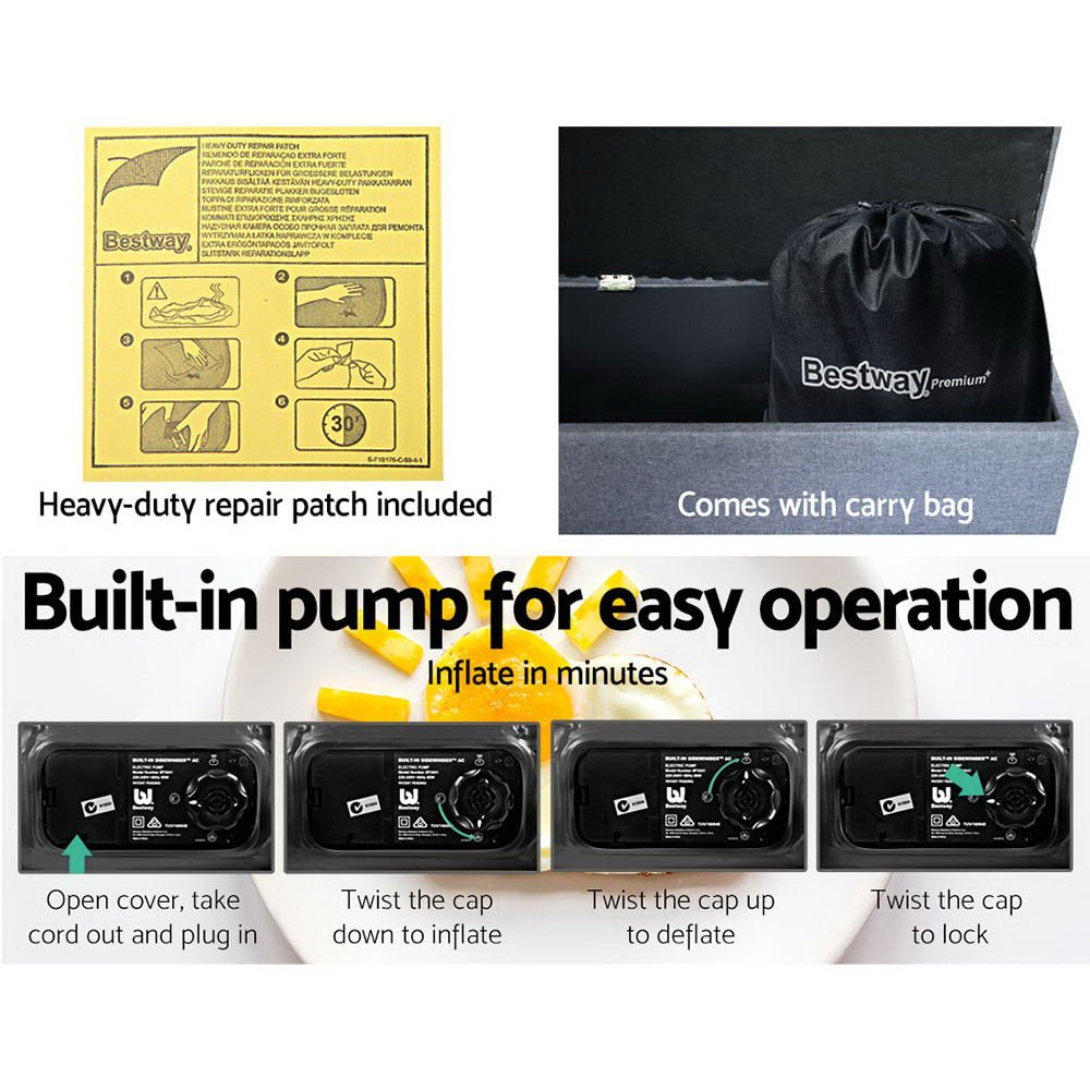 56 CM Thickness Air Bed Inflatable Mattress - Queen Size - Bedzy Australia