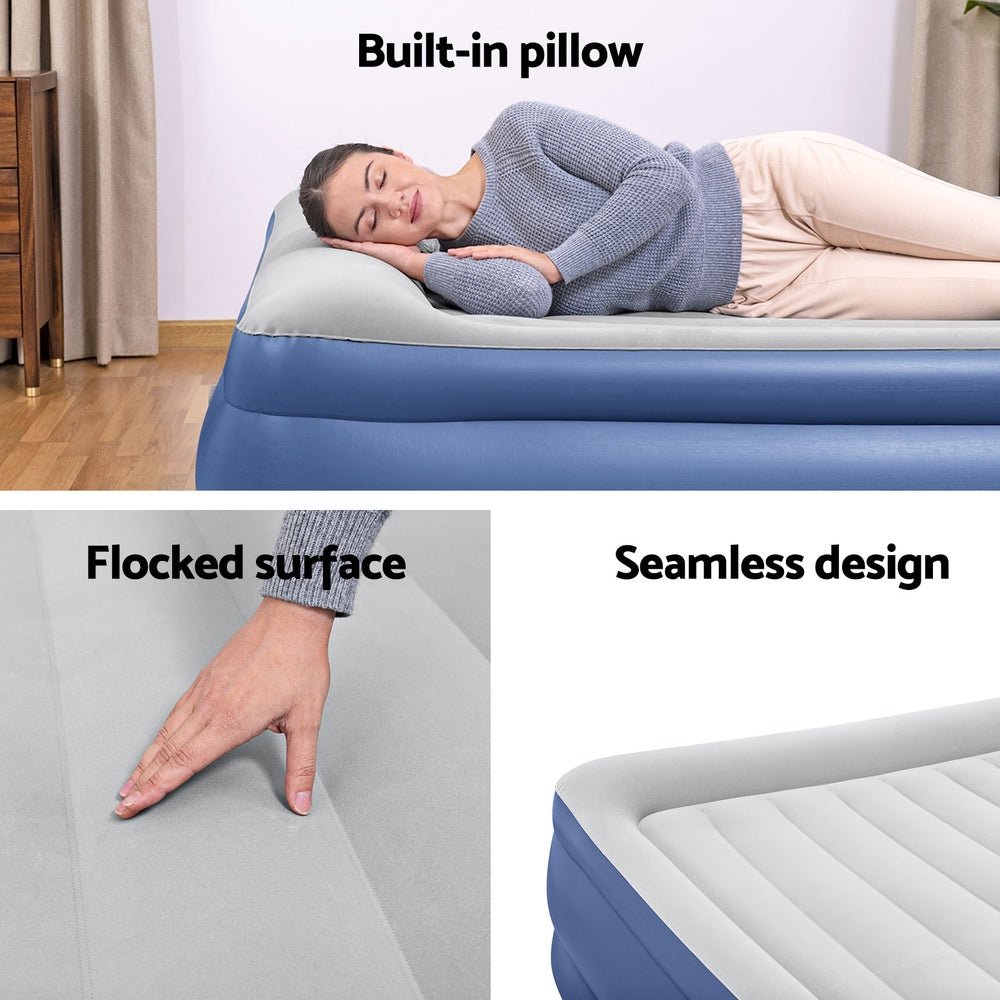 56 CM Thickness Air Bed Inflatable Mattress with Built - in Pump - King Size - Bedzy Australia
