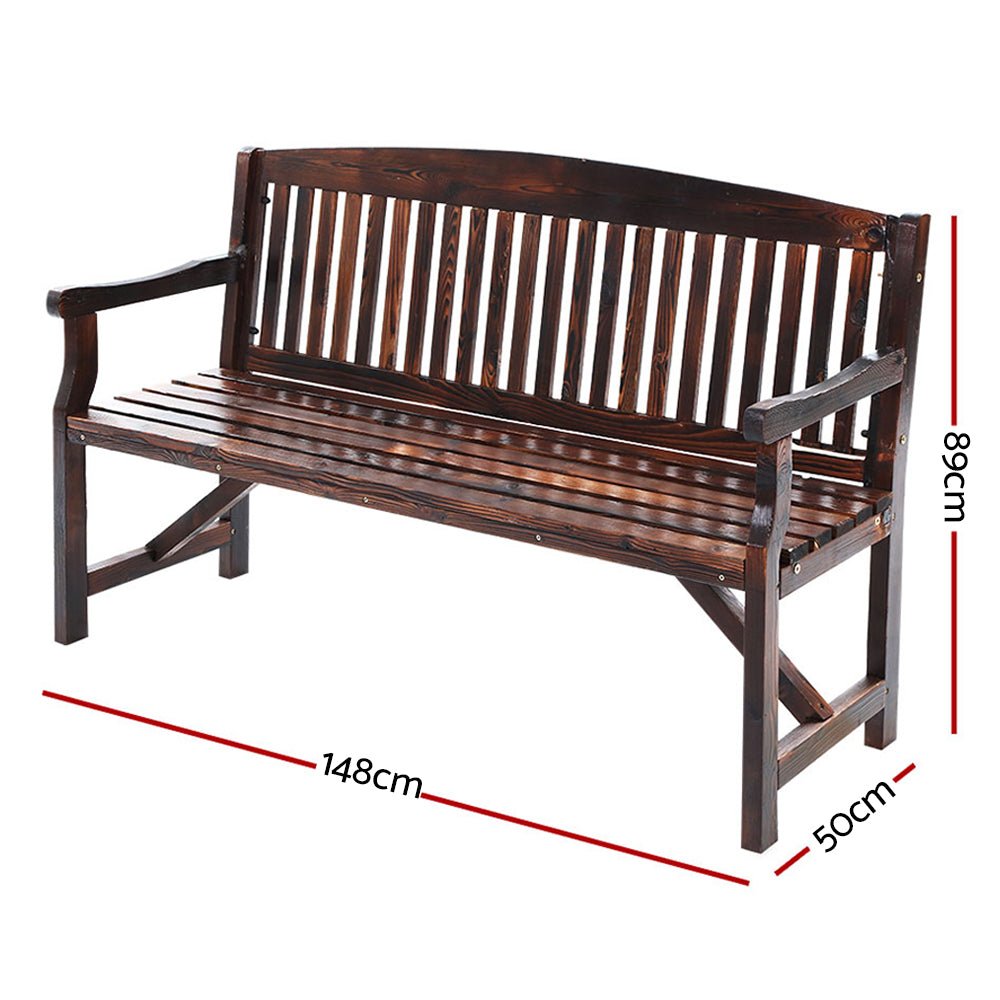 5FT Outdoor Garden Bench Wooden 3 Seat Chair Patio Furniture Charcoal - Furniture > Outdoor - Bedzy Australia