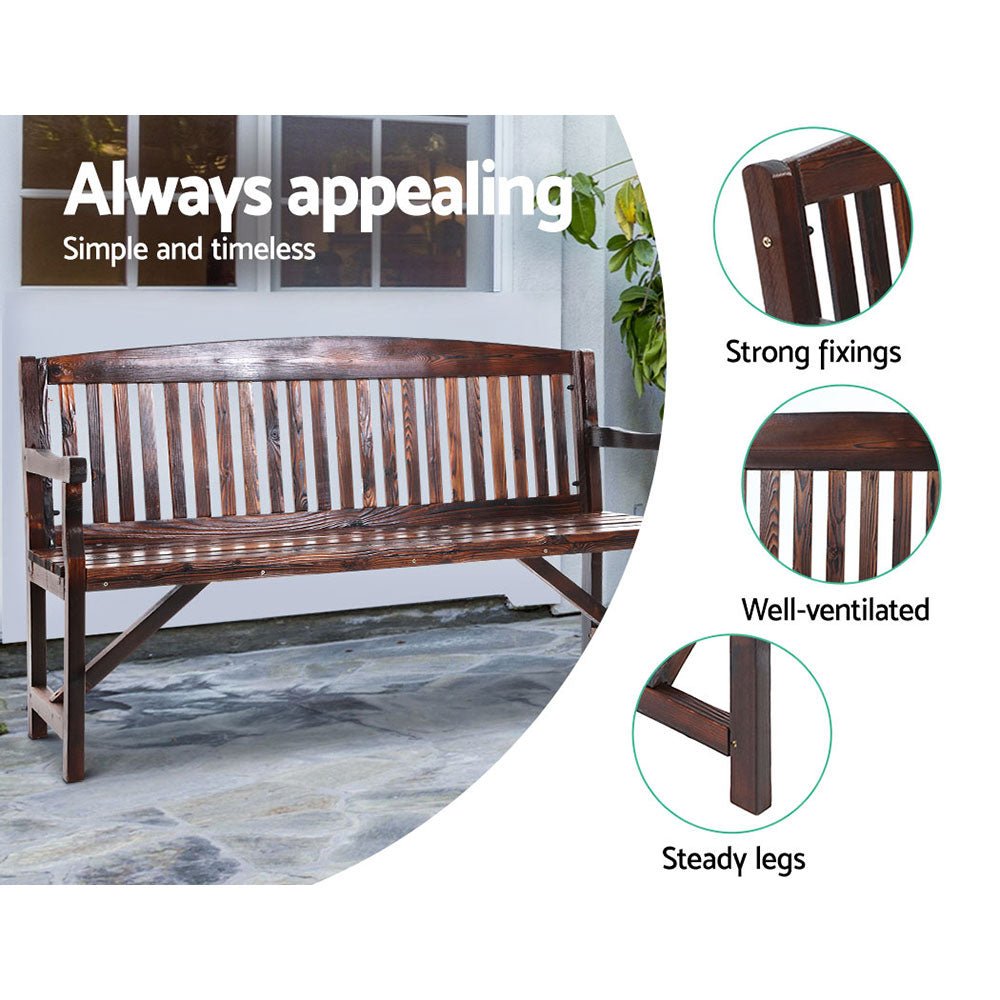 5FT Outdoor Garden Bench Wooden 3 Seat Chair Patio Furniture Charcoal - Furniture > Outdoor - Bedzy Australia