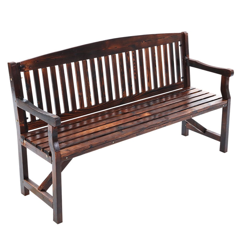 5FT Outdoor Garden Bench Wooden 3 Seat Chair Patio Furniture Charcoal - Furniture > Outdoor - Bedzy Australia