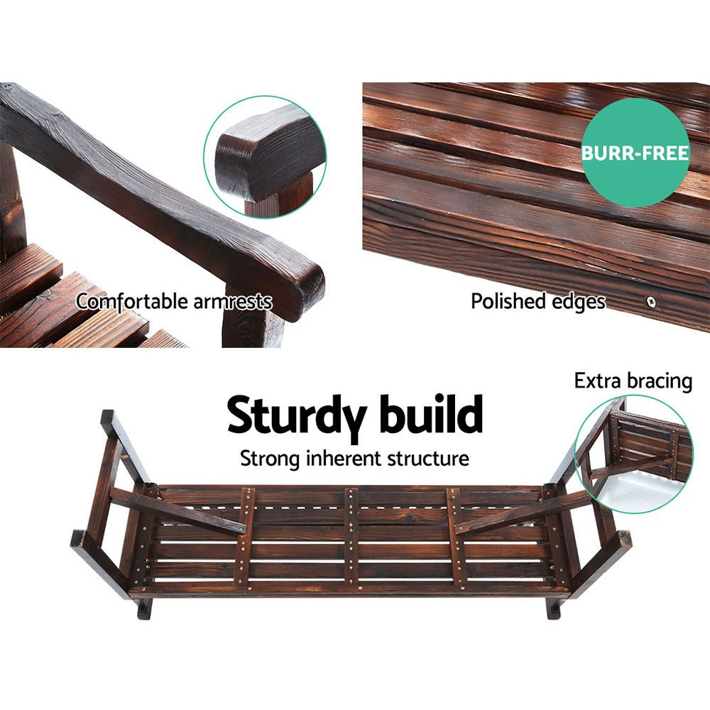 5FT Outdoor Garden Bench Wooden 3 Seat Chair Patio Furniture Charcoal - Furniture > Outdoor - Bedzy Australia