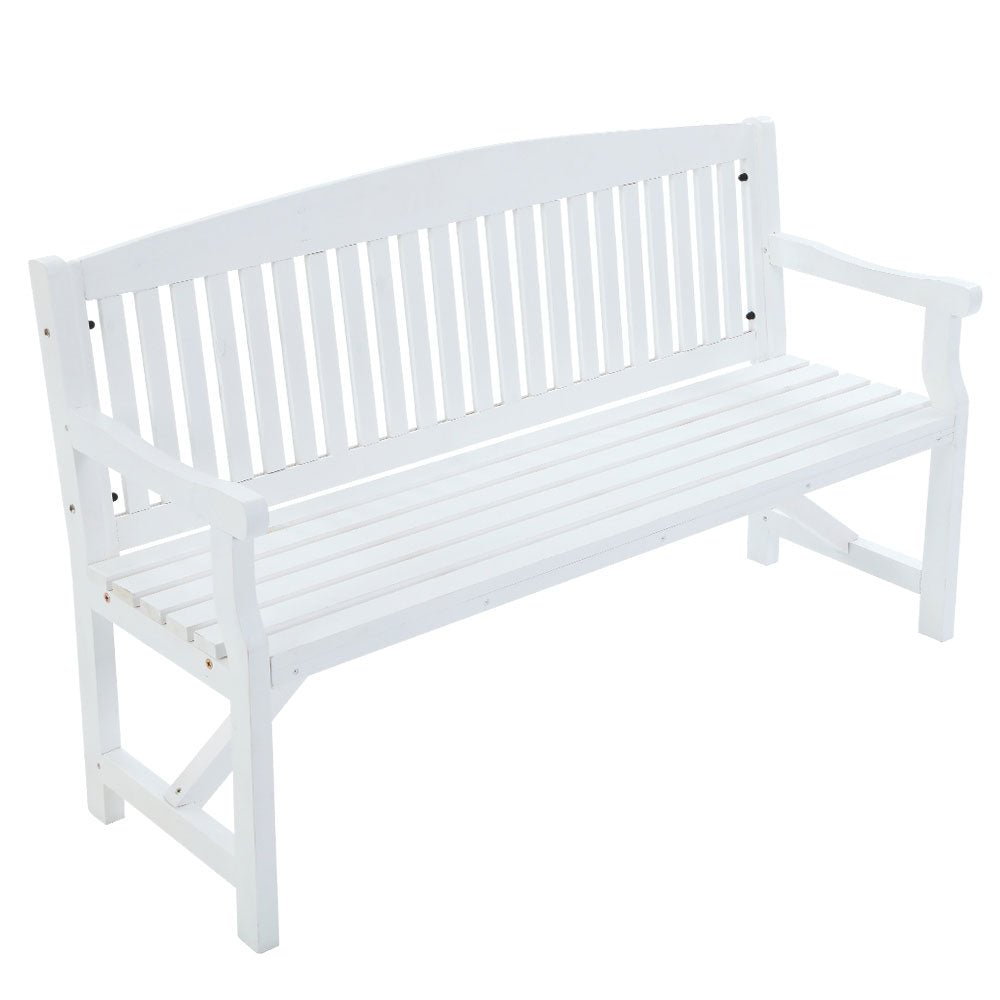 5FT Outdoor Garden Bench Wooden 3 Seat Chair Patio Furniture White - Furniture > Outdoor - Bedzy Australia