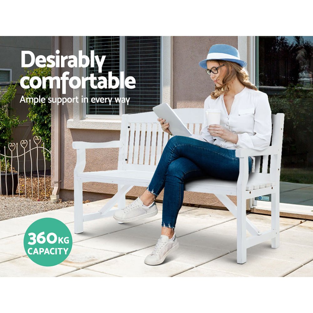 5FT Outdoor Garden Bench Wooden 3 Seat Chair Patio Furniture White - Furniture > Outdoor - Bedzy Australia