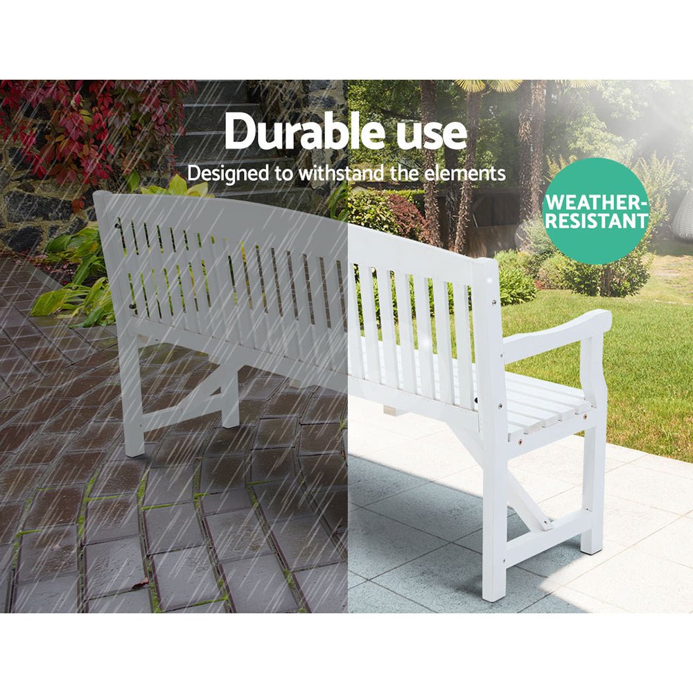 5FT Outdoor Garden Bench Wooden 3 Seat Chair Patio Furniture White - Furniture > Outdoor - Bedzy Australia