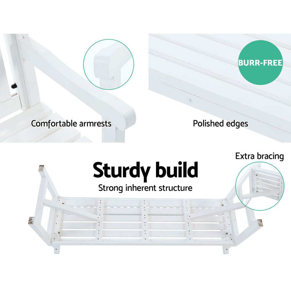 5FT Outdoor Garden Bench Wooden 3 Seat Chair Patio Furniture White - Furniture > Outdoor - Bedzy Australia