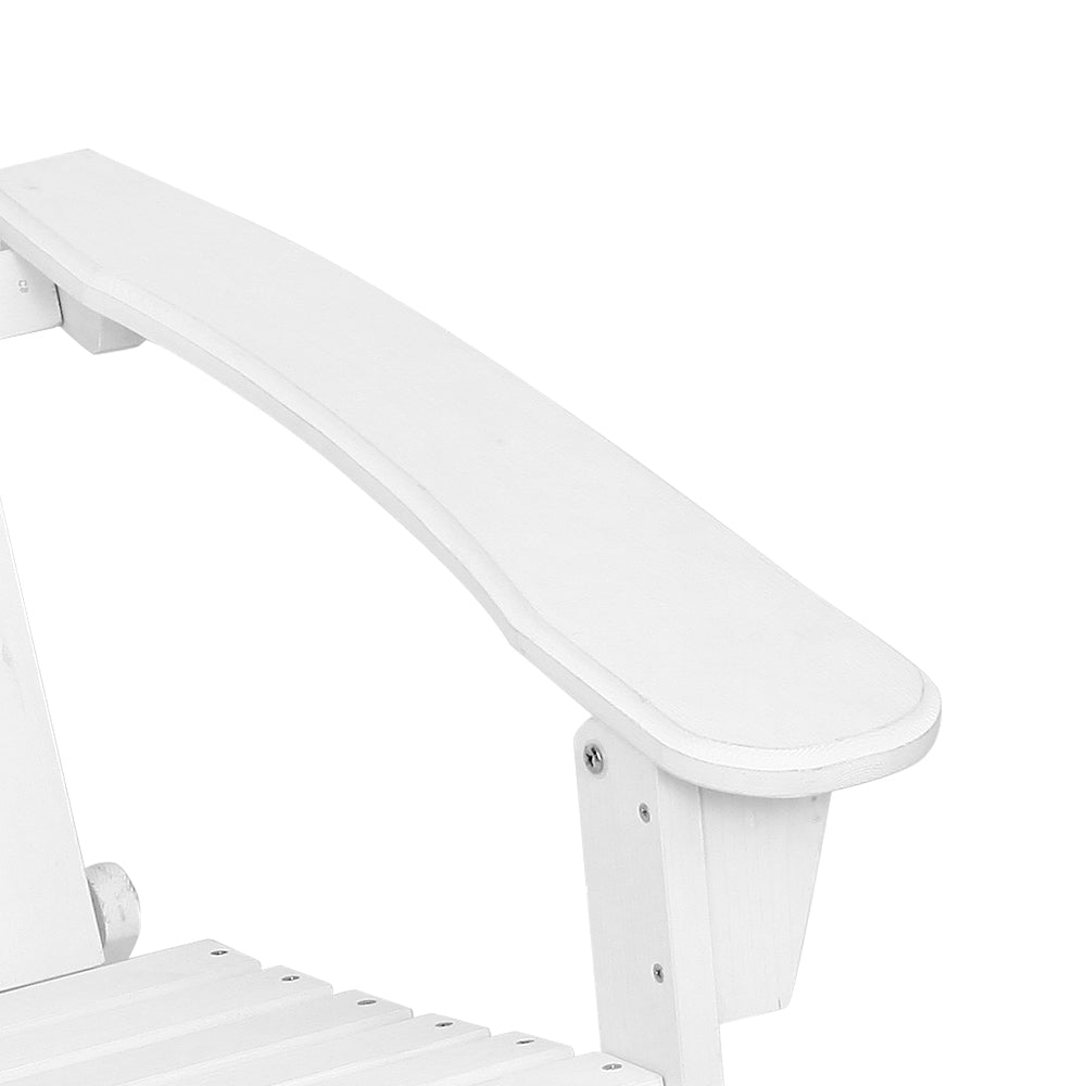 5PC Adirondack Outdoor Table and Chairs Wooden Sun Lounge Patio Furniture White - Furniture > Outdoor - Bedzy Australia