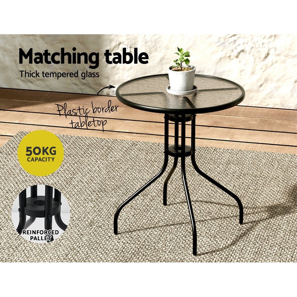 5PC Bistro Set Outdoor Table and Chairs Stackable Outdoor Furniture Black - Furniture > Outdoor - Bedzy Australia