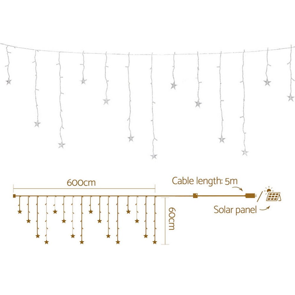 6M Christmas Icicle Lights String Light 160 LED Solar Powered Warm - Occasions > Christmas > Outdoor Decorations & Lights - Bedzy Australia