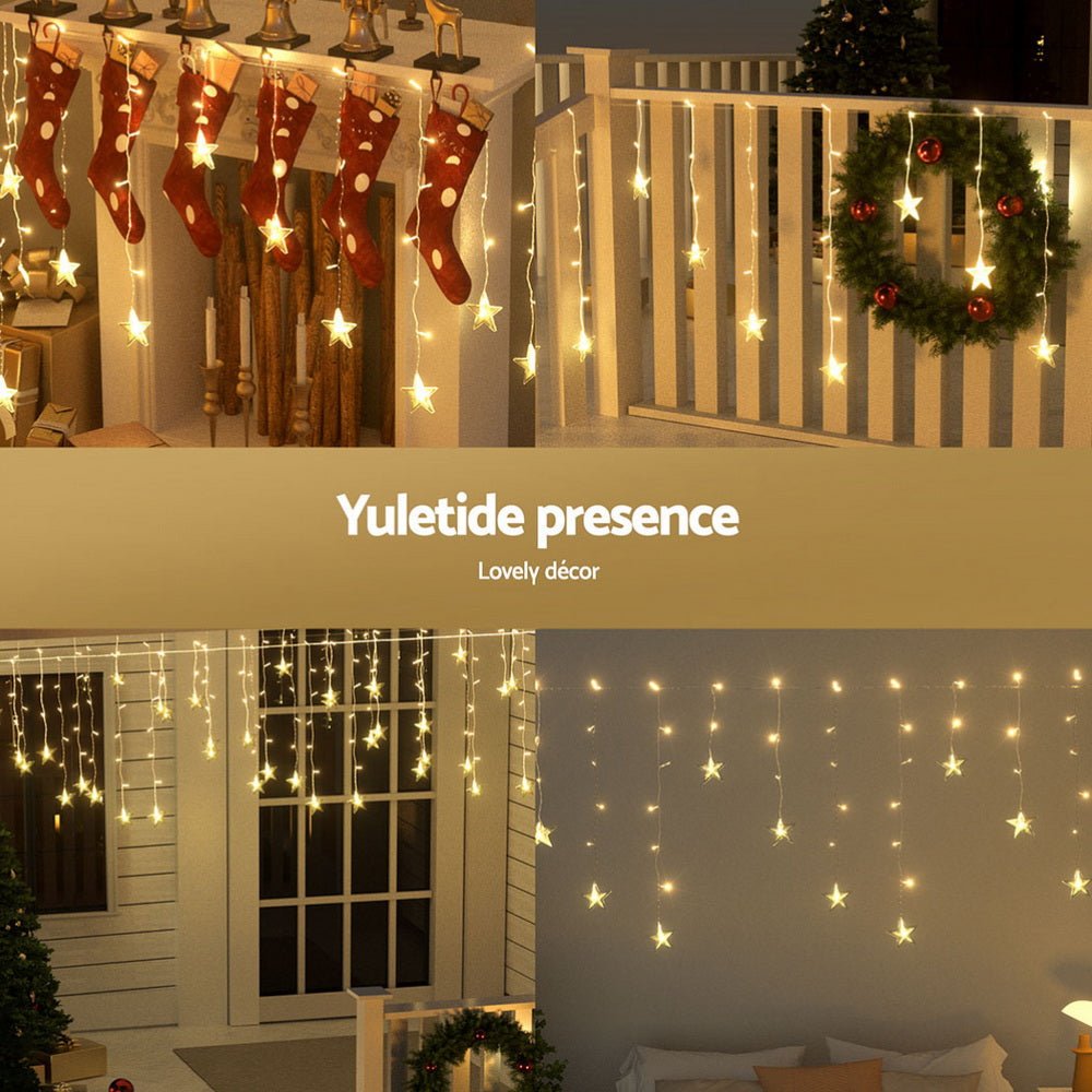 6M Christmas Icicle Lights String Light 160 LED Solar Powered Warm - Occasions > Christmas > Outdoor Decorations & Lights - Bedzy Australia