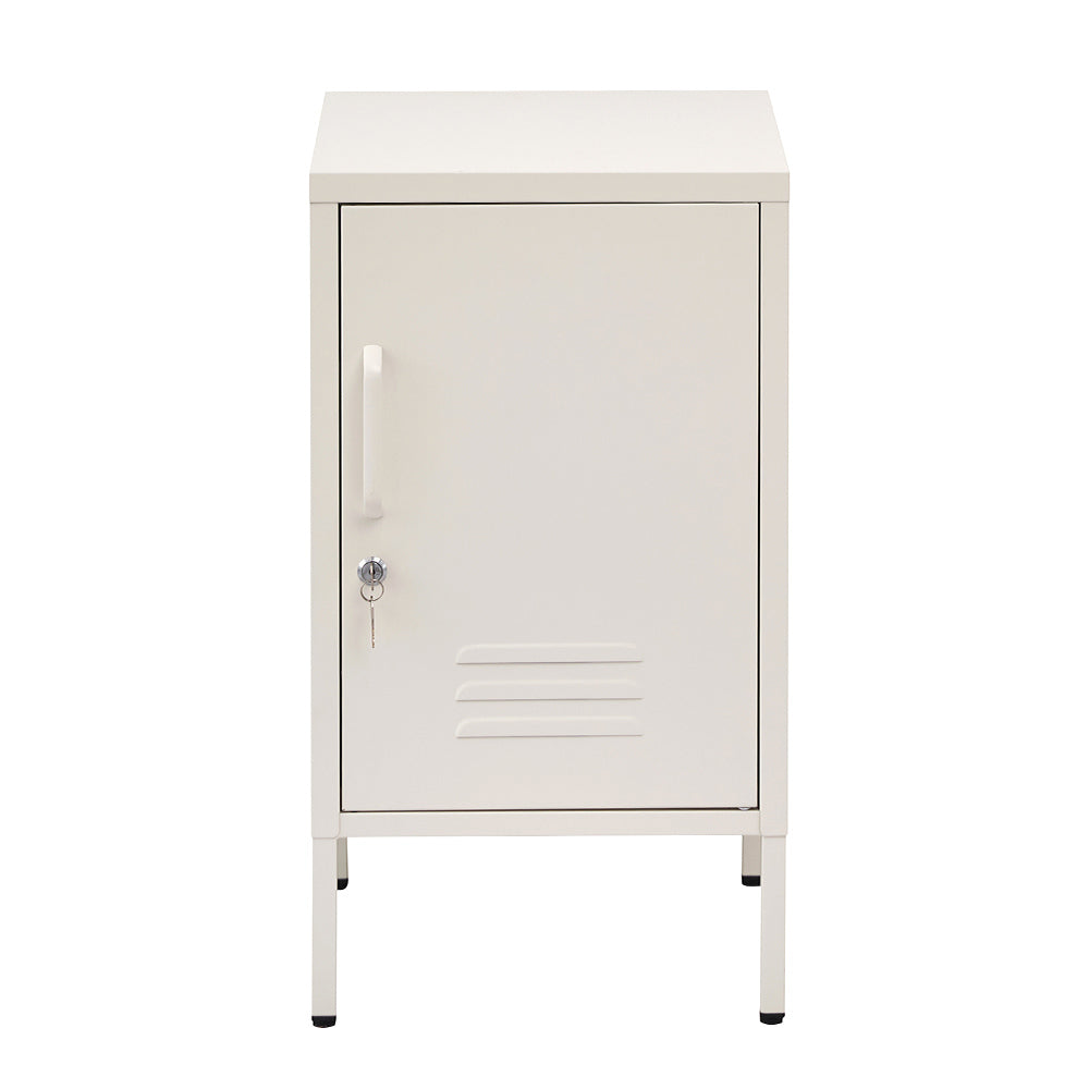 Metal Locker Style Bedside Table - White