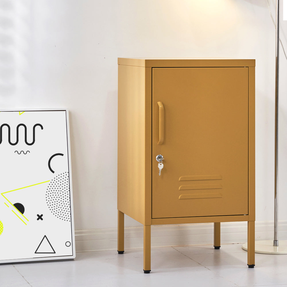 Metal Locker Style Bedside Table - Yellow