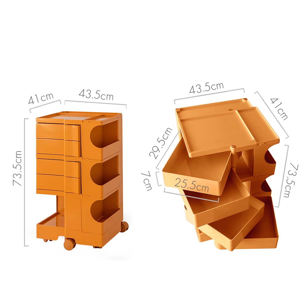 5 Tier Bedside Table Organizer Orange