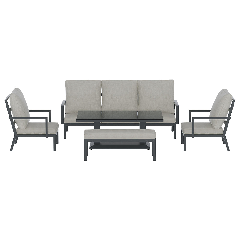 Torquay Outdoor Aluminium 7 Seater Lounge Set - Grey