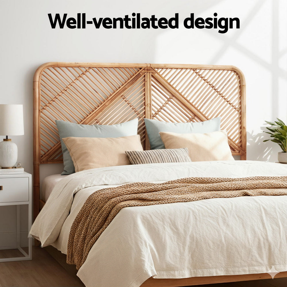 Bed Headboard Double Bedhead Rattan - FRED Pine