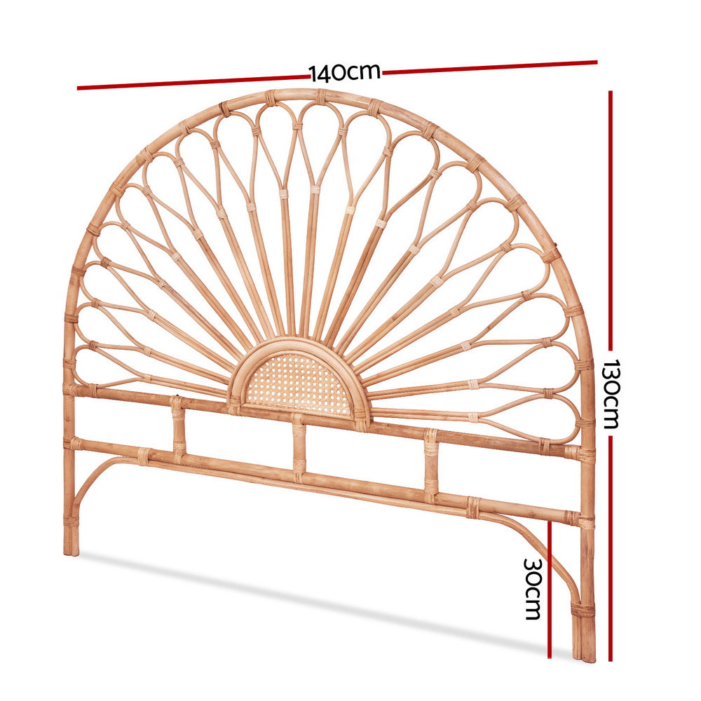 Bed Headboard Double Bedhead Rattan - MARI Pine