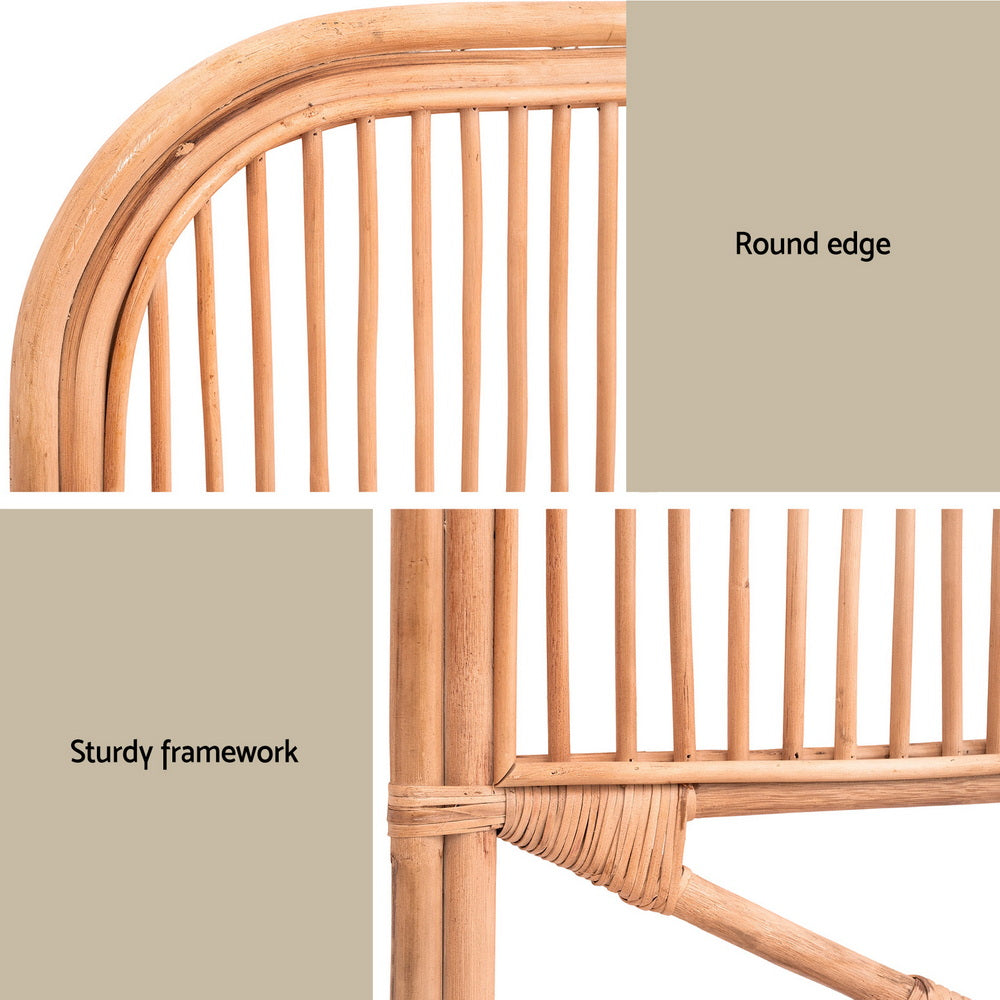 Bed Headboard Double Bedhead Rattan - NERO Pine