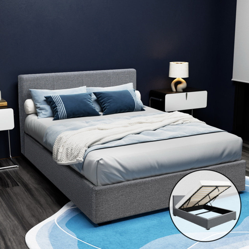Elwood Gas Lift Storage Double Bed Frame Grey