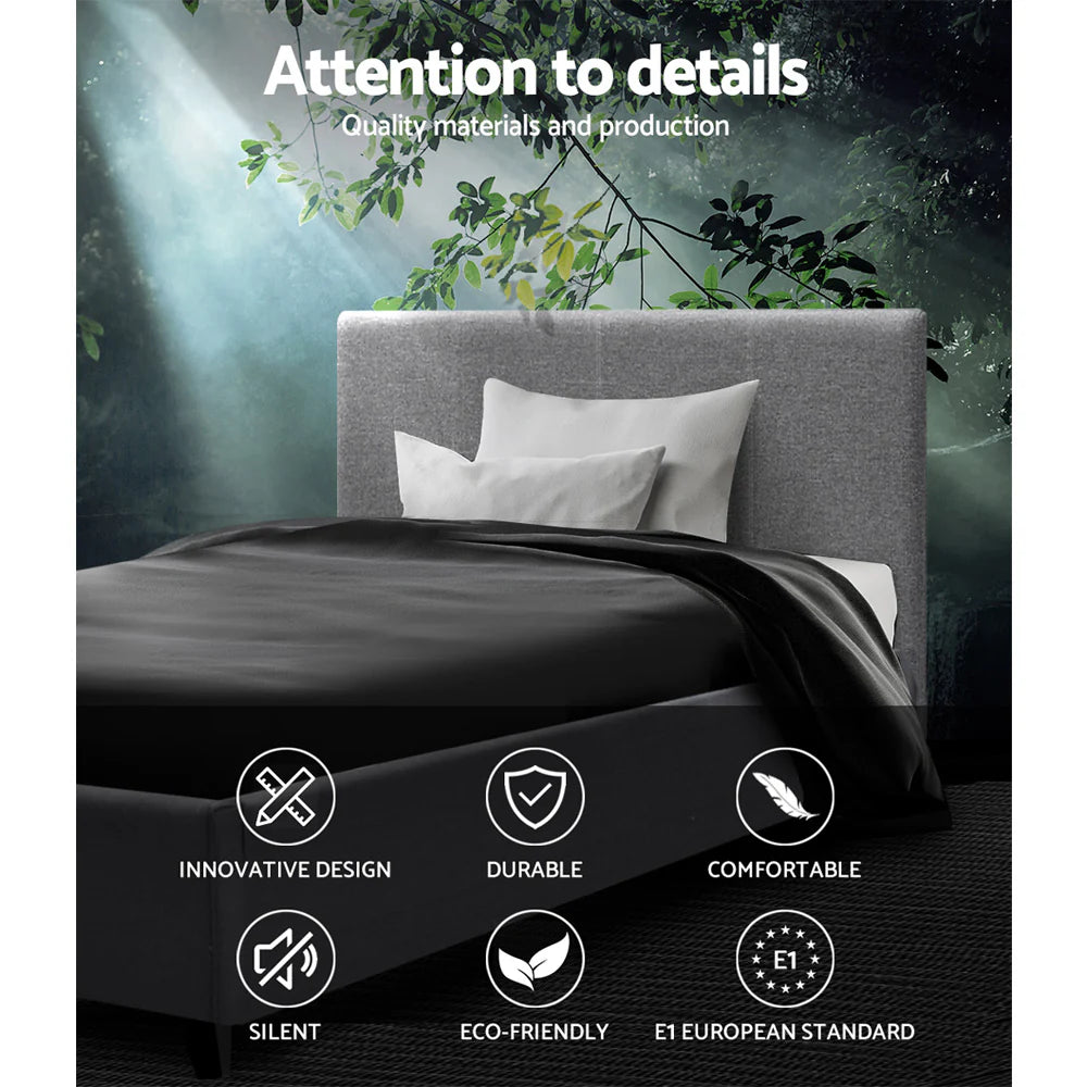 King Single Premium Package | Elwood Gas Lift Bed Frame Grey, Algarve Euro Top Pocket Spring Mattress (Medium Firm) & Pillowtop Mattress Topper