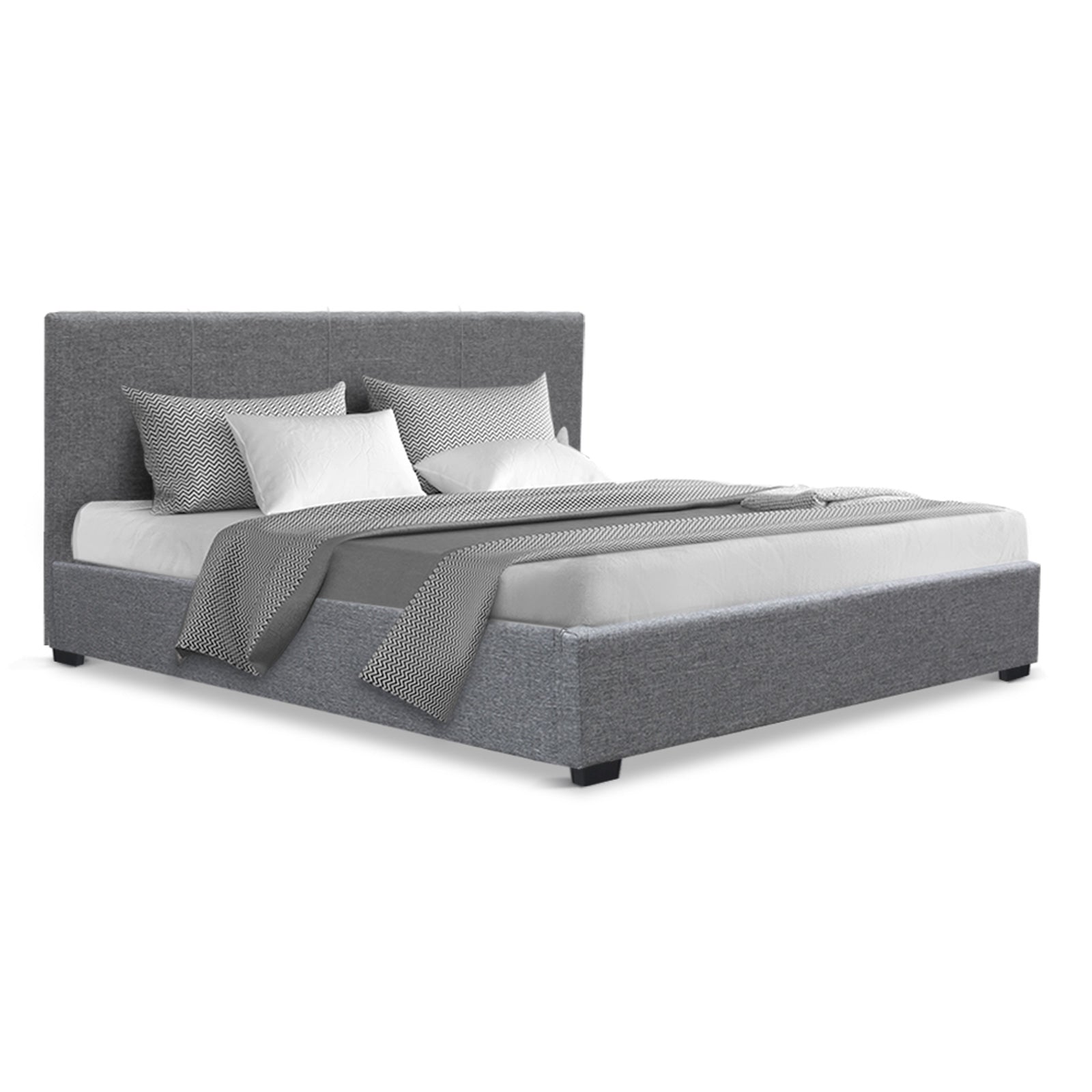Elwood Gas Lift Storage Queen Bed Frame Grey